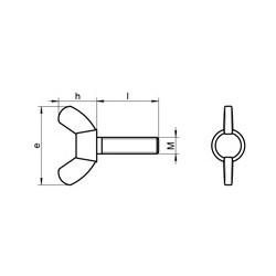 Śruba DIN 316 łeb skrzydełkowy widok z góry