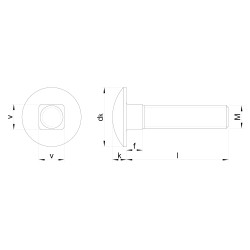 Śruba DIN 603 łeb grzybkowy widok z góry