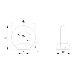 Nakrętka z uchem ART 582 rysunek techniczny