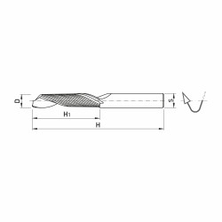 Frez GLOBUS LV510 – rysunek techniczny i wymiary D, H1, H oraz S