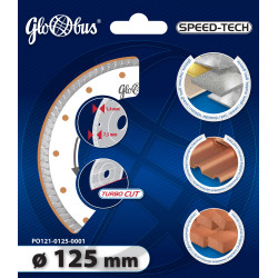 Piła diamentowa GLOBUS SPEED-TECH 125 mm – TURBO CUT, część tnąca 1,4 × 7,5 mm